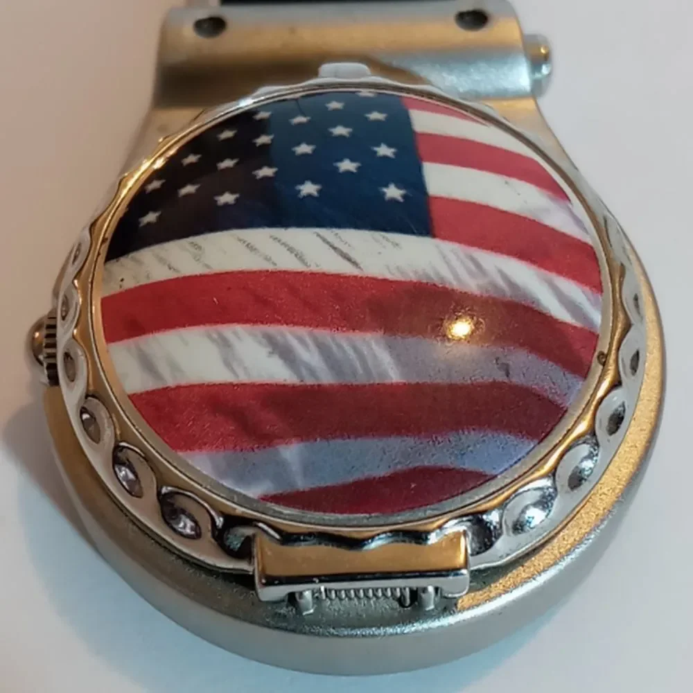 Patriotic clip on pocket watch